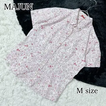 MAJUN 꽃무늬 올 패턴 카리유시 셔츠 M 반팔 BD 여성용 비즈니스