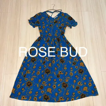 ROSE BUD 로즈버드 꽃무늬 롱 원피스 백리본 블루