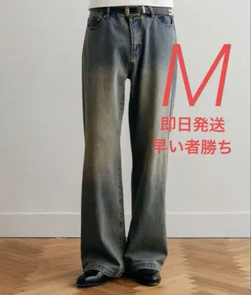 LURAKU 세미 플레어 워시 데님 블루