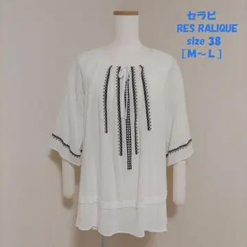 세라비 RES RALIQUE 자수 넥 리본 포함 블라우스 튜닉