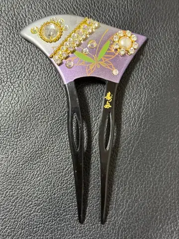 비녀 헤어콤 바치형 비녀 수주 큐빅 금채 나비 머리 장식 기모노 일본 의류 잡화