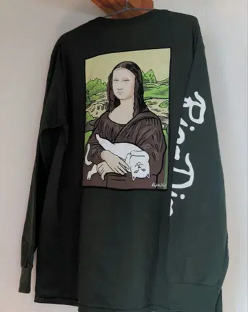 RIPNDIP 모나리자 긴팔 티셔츠 올리브 L