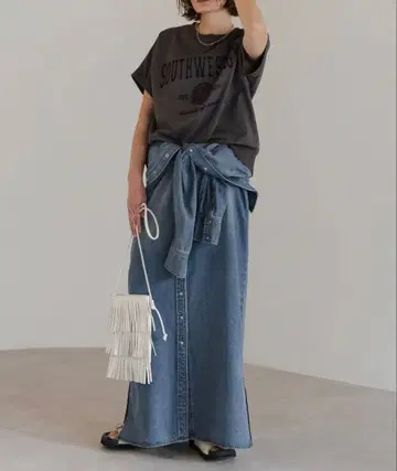 데님 롱 셔츠 원피스