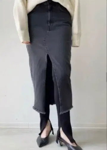 아파르트망 구매 쓰리바이원 프론트 슬릿 데님 스커트