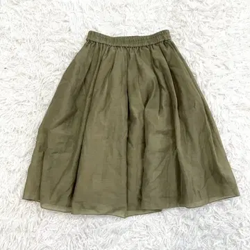 테치치 플레어 스커트 M 봄/여름 모스그린 고급스러운 멋쟁이