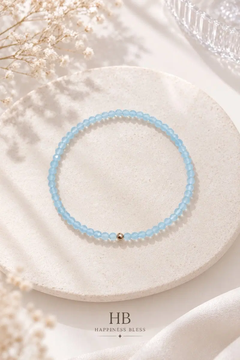 천연 아쿠아마린 3mm 페이셋 컷팅 원석팔찌/ 14K 골드필드