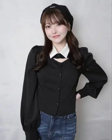 LIP SERVICE 데콜테 오픈 롱 슬리브 블라우스
