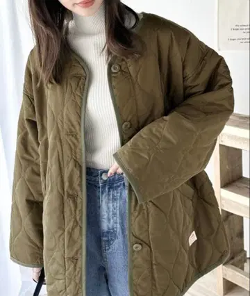 자바 퀼팅 자켓 카키