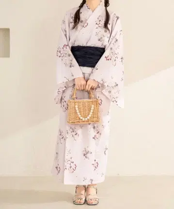 apres jour 꽃무늬 세퍼레이트 유카타 라이트 퍼플
