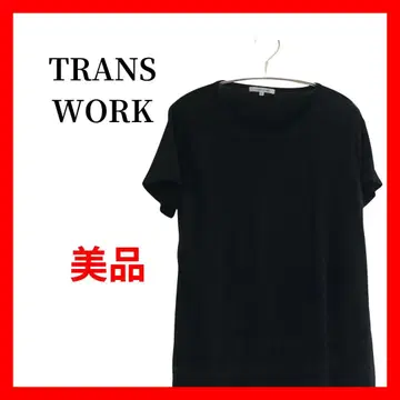 TRANS WORK 반팔 티셔츠 블랙 쉬폰 절개 40 B2282