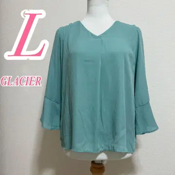 GLACIER 긴팔 블라우스 그린 L 사이즈 깔끔한 오피스 캐주얼