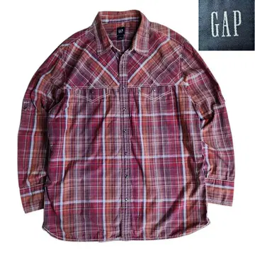 00s GAP 체크 무늬 웨스턴 셔츠 긴팔 스냅 버튼