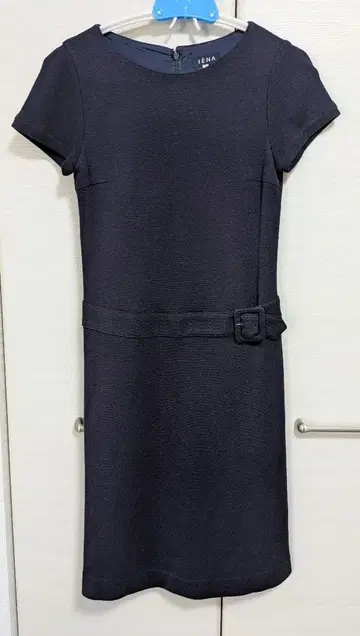 IENA 네이비 반팔 무릎 기장 원피스 벨트 포함 S 네이비 일본제