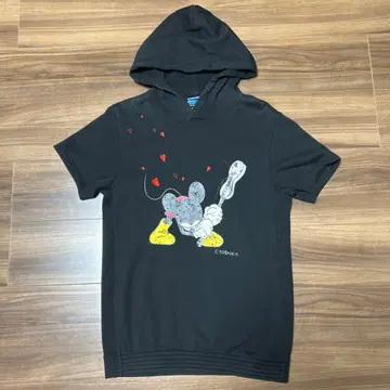 로엔 Disney 크러쉬 미키 반팔 후드티