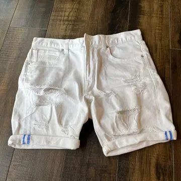 ZARA MAN 화이트 데님 숏팬츠 데미지 가공 EUR40
