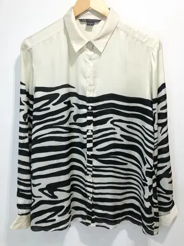 ARMANI EXCHANGE 제브라 패턴 롱 슬리브 셔츠 L