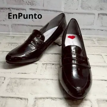 EnPunto 로퍼 펌프스 힐 비쥬 화려한 블랙 24.0cm