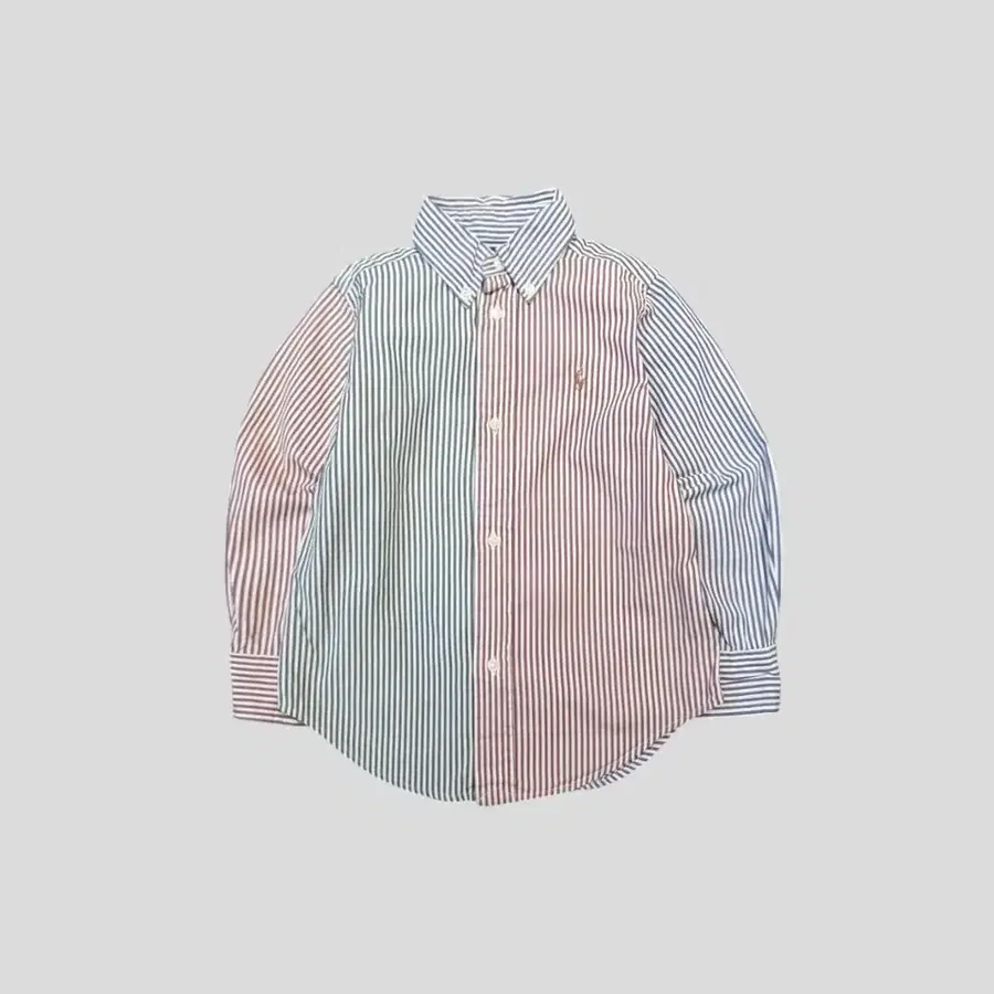 폴로랄프로렌 키즈 아동 화이트 멀티컬러 멀티포니 스트라이프 배색 버튼다운 남방 셔츠 KIDS 3T