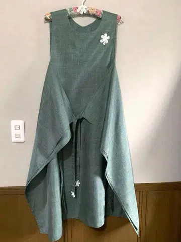 [기모노 리메이크] 오시마 명주 에이프런 드레스 기장 118cm 하자품 특가