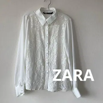 ZARA 레이스 절개 긴팔 셔츠 화이트 S