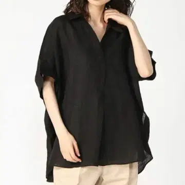 밴야드 스톰 스키퍼 셔츠 반팔 린넨 100% 블랙
