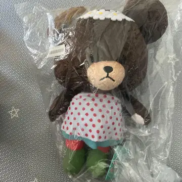 곰돌이 학교 재키 봉제 인형 꽃 화관 약 30cm