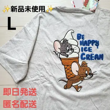 톰과 제리 타피 반팔 T셔츠 사가 자수 아이스크림 L