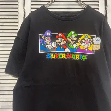 Super Mario 캐릭터 프린트 T셔츠 블랙 XL