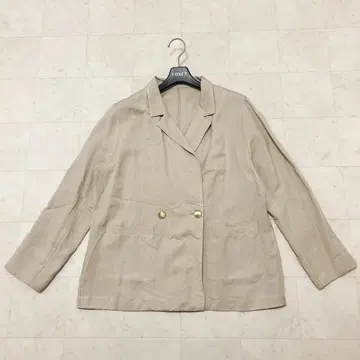 PICCIN 테일러드 자켓 린넨 라이크 골드 버튼 겉옷 베이지 L