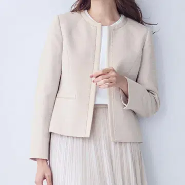 새상품급 애니시스 립플 보더 스트레치 자켓 노카라 포멀