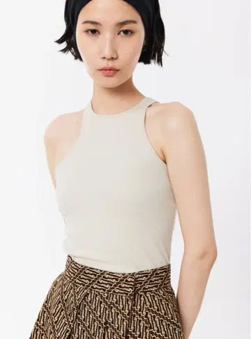 스터닝 루어 불규칙 넥 탱크 베이지