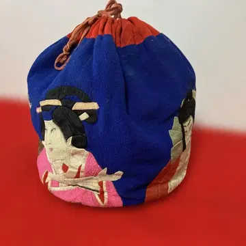 메이지 시대 크레이프 원단 복조리 배우 그림 셋