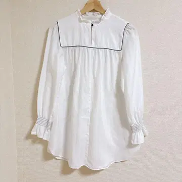 ships any 쉽스 프릴 블라우스 긴팔 화이트