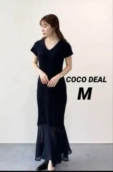 [ 미사용 ] COCO DEAL 쉬폰 도킹 케이프 칼라 원피스 네이비
