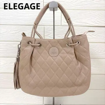 ELEGAGE 퀼팅 핸드백 베이지 태슬 포함 이탈리아제