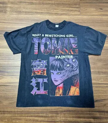 이토 준지 토미에 TOMIE 랩T셔츠 흑먹색 xl사이즈