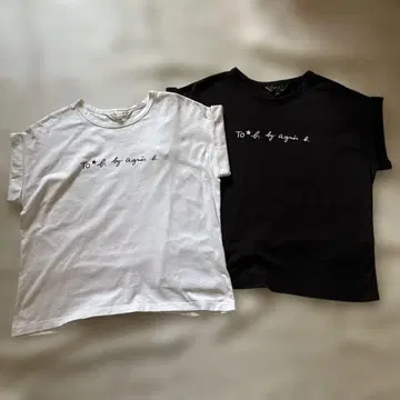 To b. by agnes b. 로고 티셔츠 화이트 블랙 2장 세트 에네스베