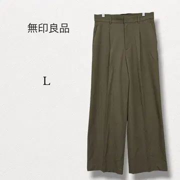 무인양품 [ L ] 턱 와이드 팬츠 슬랙스 올리브 그린
