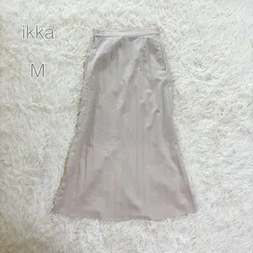 [이카] 롱 A라인 스커트 베이지 스트라이프 M