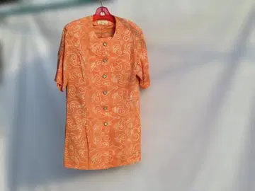 올 패턴 자수 셋업 수트 오렌지 계열 상하의 세트 빅 사이즈