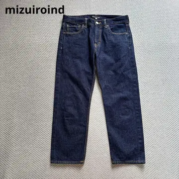 컨디션 최상 mizuiro ind 미즈이로 인드 4/5분 길이 데님 네이비 ML