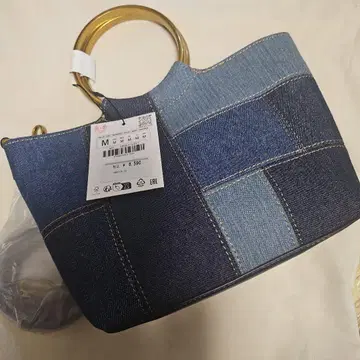 [ 새상품 배송비 포함 ] zara 패치워크 핸들 미니 버킷 백 데님 숄더