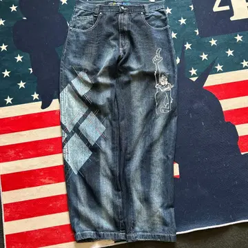 Lot29 Luxe 데님 팬츠 자수 아가일 무늬