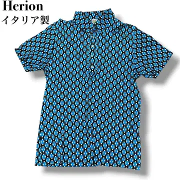 이탈리아제 Herion 엘리온 올 패턴 반팔 피케 셔츠 48 L 코튼