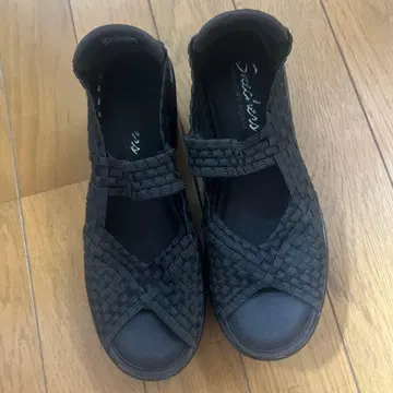 SKECHERS 메모리폼 뜨개질 샌들 블랙