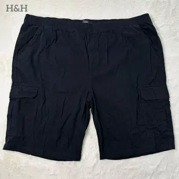 [ H&H ] 카고 하프 팬츠 블랙 5XL 빅 사이즈 허리밴딩 면 100%