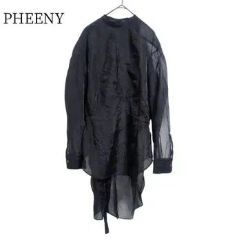 새상품급 PHEENY 링크 오간자 드레스 셔츠 성숙한 내추럴 블랙