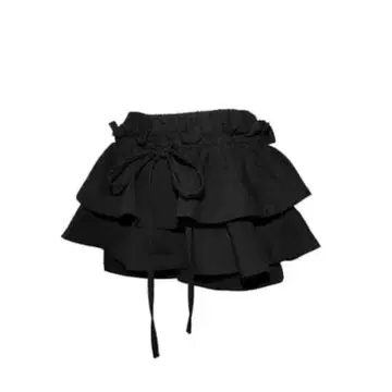 airy tiered skirt mini black TR34922