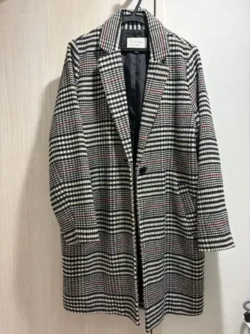 Samansa Mos2 blue 체크 무늬 체스터 코트 F
