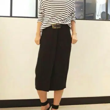 Deuxieme Classe 프론트 오픈 타이트 스커트 블랙